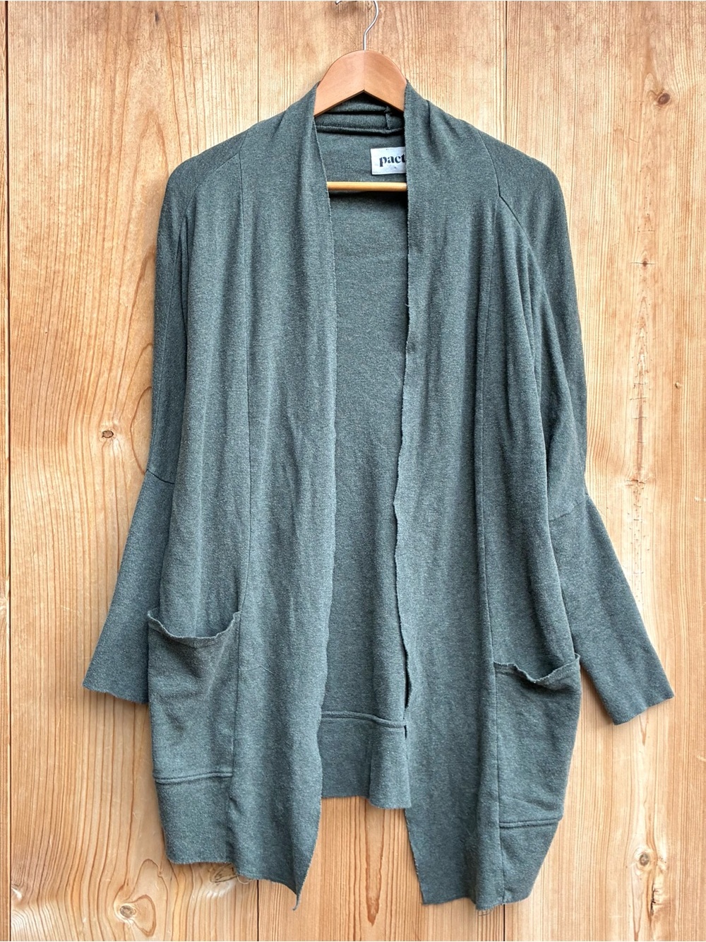 Pact Green Organic Cotton Open Cardigan Sz S/M